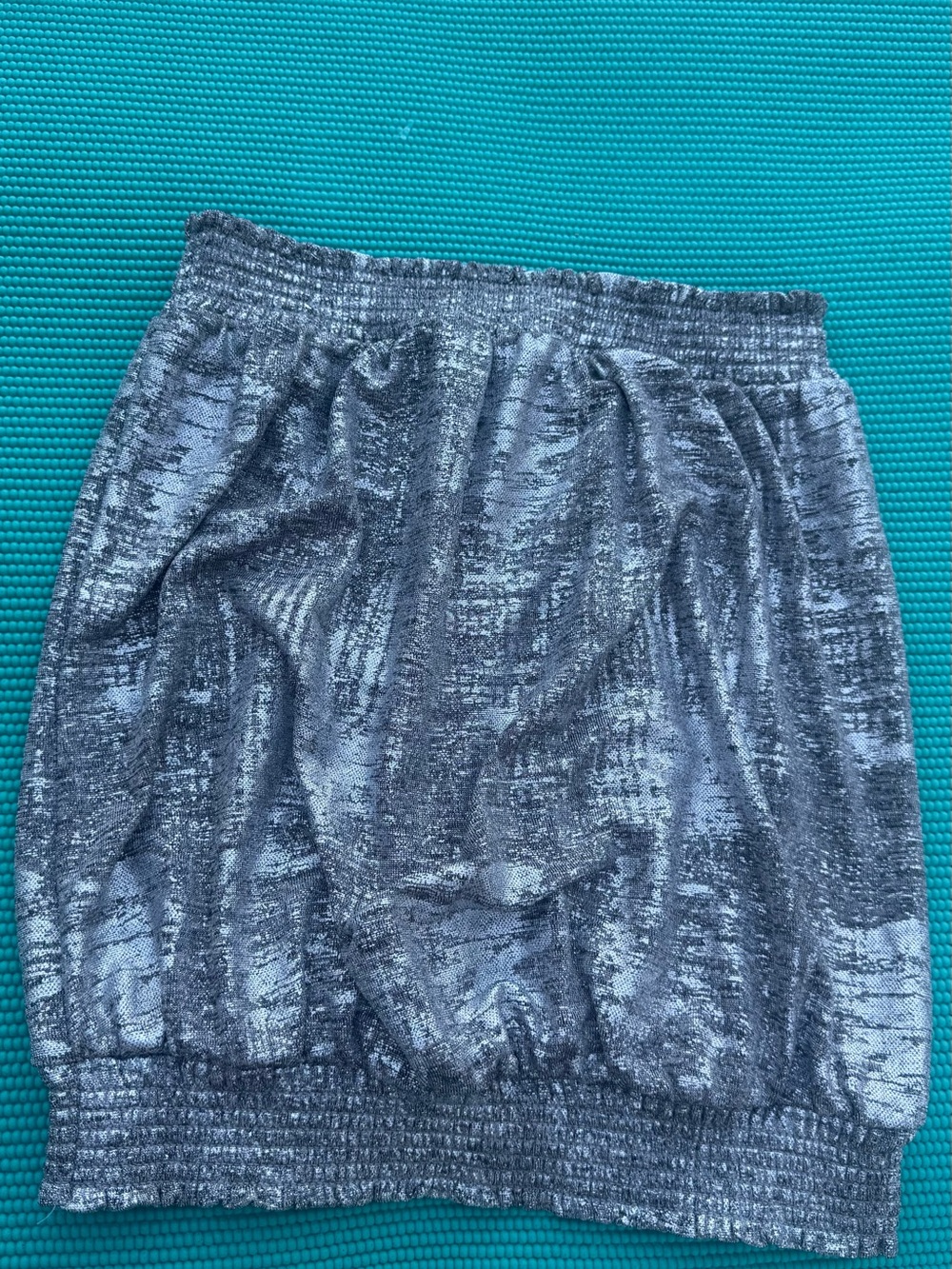 Anthropologie Metallic Gray Bubble-Hem Mini Skirt